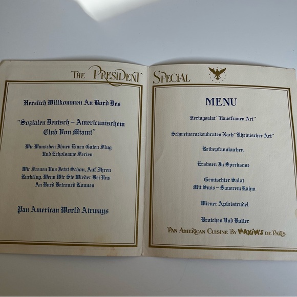 Pan American Cuisine By Maxim's The President Special Diner Clipper Ship 1972 - Picture 3 of 5